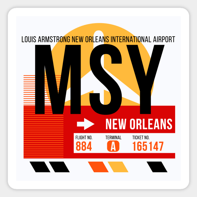 New Orleans (MSY) Airport // Sunset Baggage Tag Sticker by Now Boarding